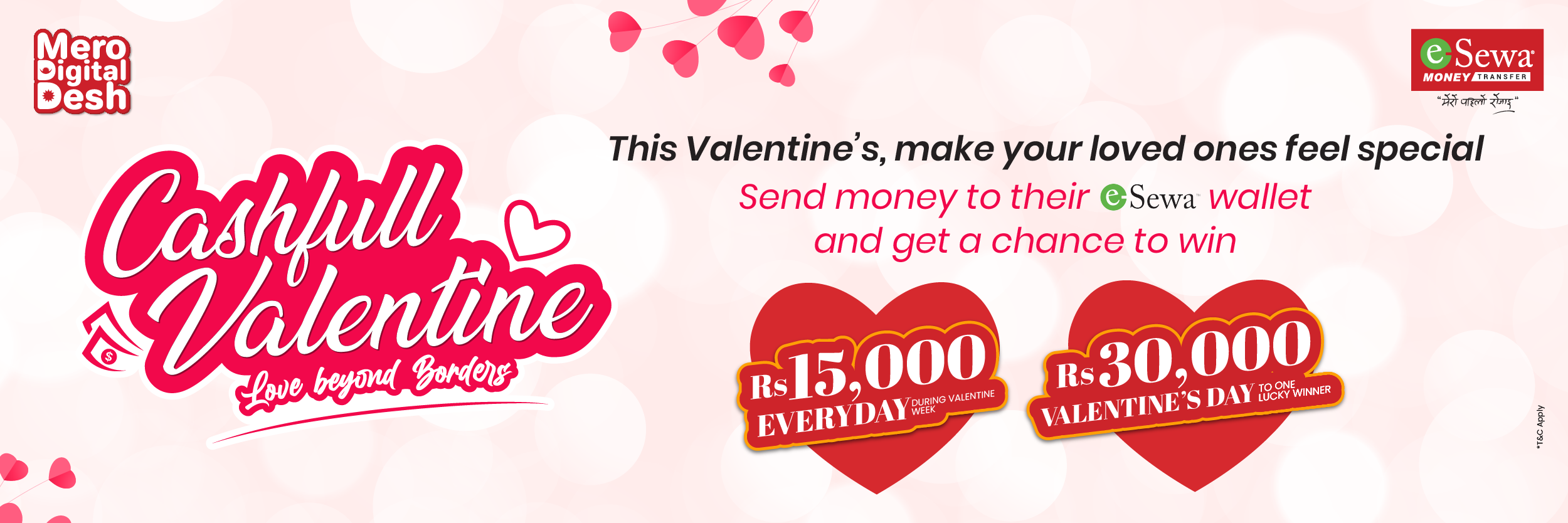 Celebrate Cashfull Valentine with Esewa Money Transfer - Banner Image